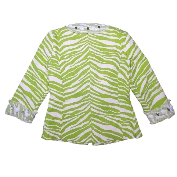 3/$15 🔴 Berek Y2K Lime Green Zebra Print Rhinestone Embellished Blazer Jacket - Picture 4 of 6